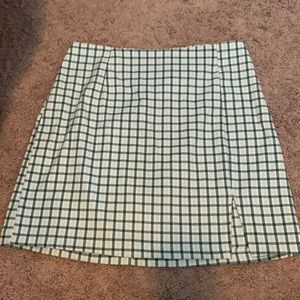 Green plaid mini skirt